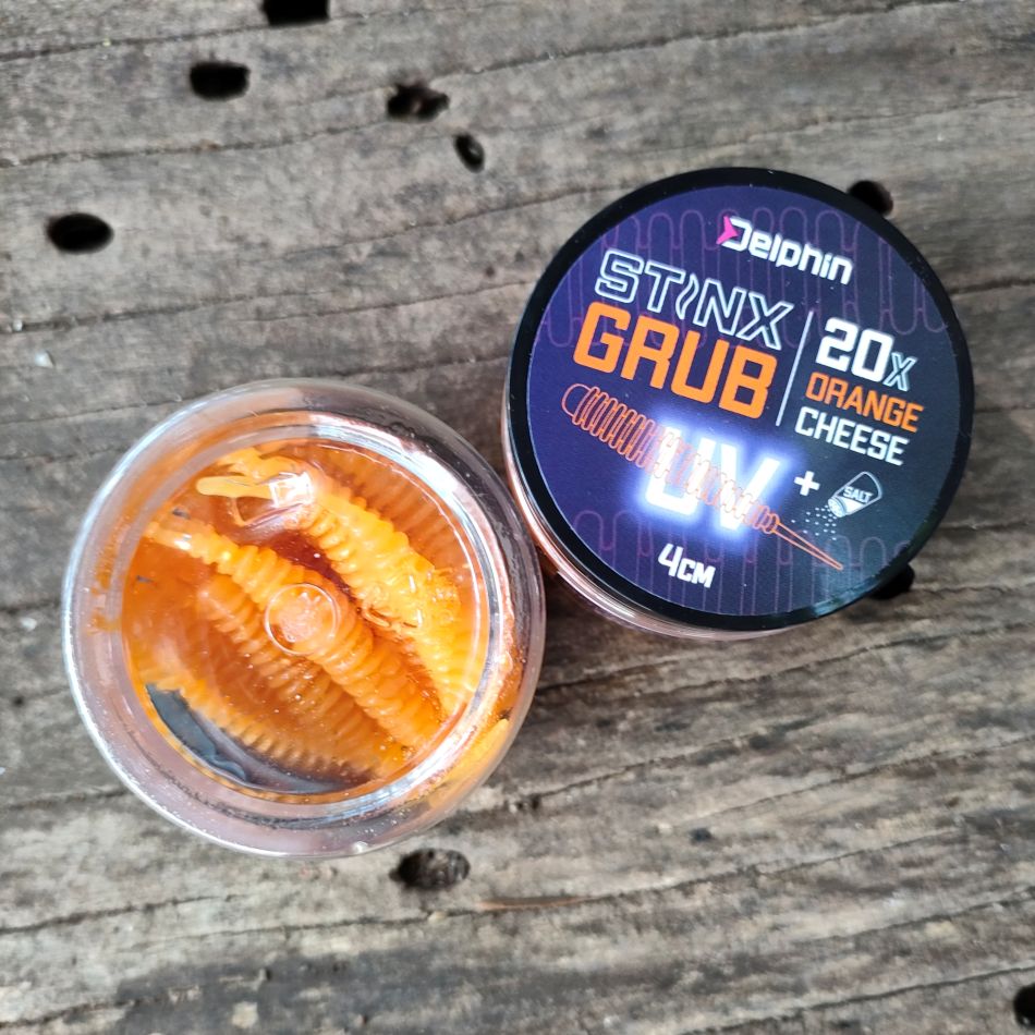 Delphin Stinx GRUB Shrimp 4cm ORANGE, Plastic baits for bass, Plastic Baits, CMF Bass